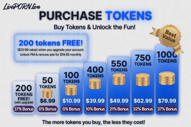 Token package prices on LivePORN.live